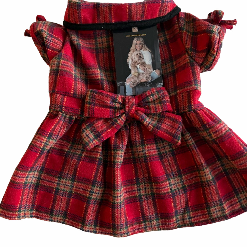NWT Red Plaid Dog Dress Size Small Jessica Simpson - Winterwear for pets - Picture 2 of 11
